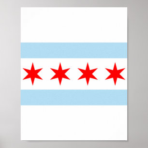 De vlag van Chicago (Illinois) Poster