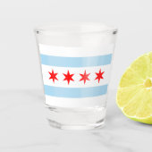 De vlag van Chicago (Illinois) Shot Glas (Voorkant)