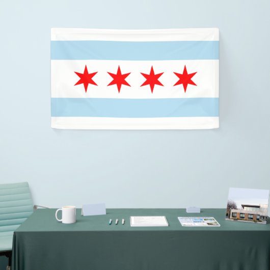 De vlag van Chicago (Illinois) Spandoek (Beurs)