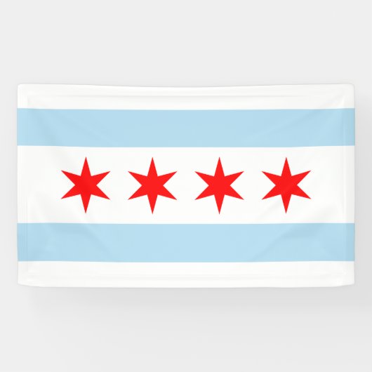 De vlag van Chicago (Illinois) Spandoek (Horizontaal)