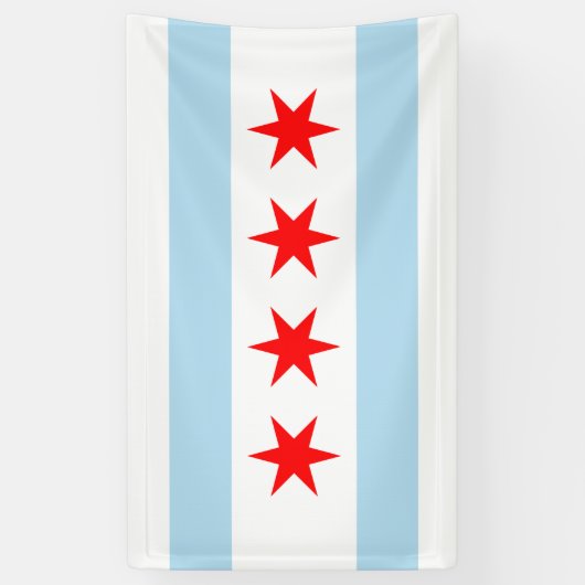De vlag van Chicago (Illinois) Spandoek (Verticaal)