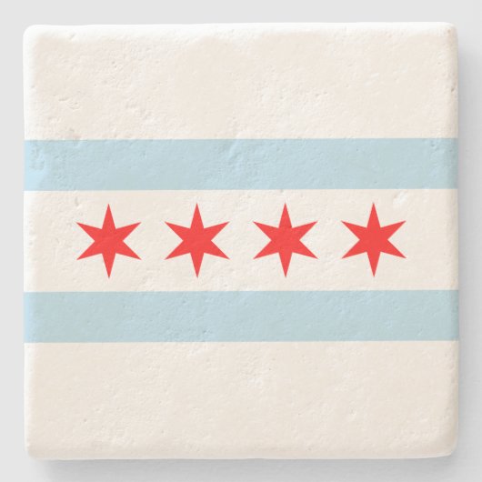 De vlag van Chicago (Illinois) Stenen Onderzetter (Voorkant)