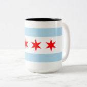 De vlag van Chicago (Illinois) Tweekleurige Koffiemok (Voorkant rechts)