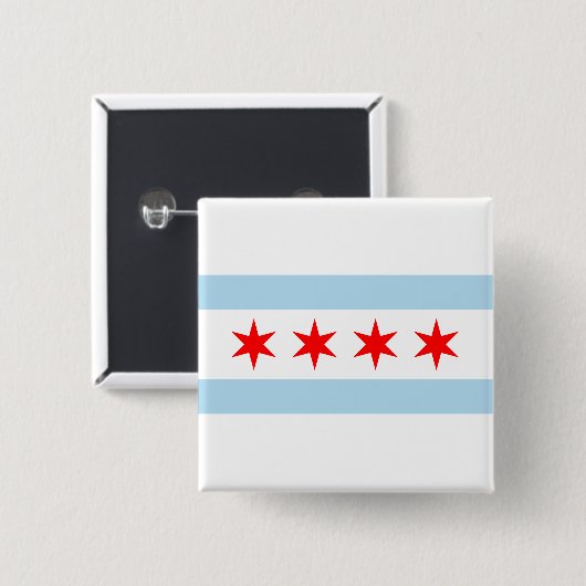 De vlag van Chicago (Illinois) Vierkante Button 5,1 Cm (Voorkant /achterkant)