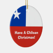 De vlag van Chili met kerstversiering Keramisch Ornament (Rechts)