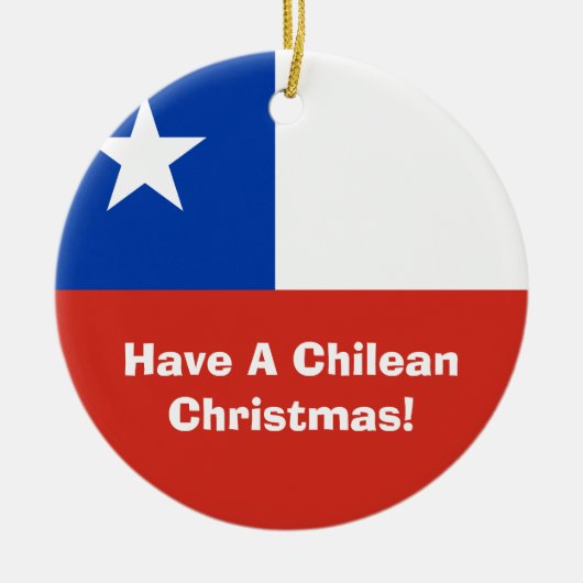 De vlag van Chili met kerstversiering Keramisch Ornament (Voorkant)