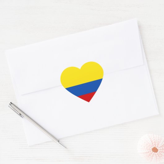 De vlag van Colombia Hart Sticker (Envelop)