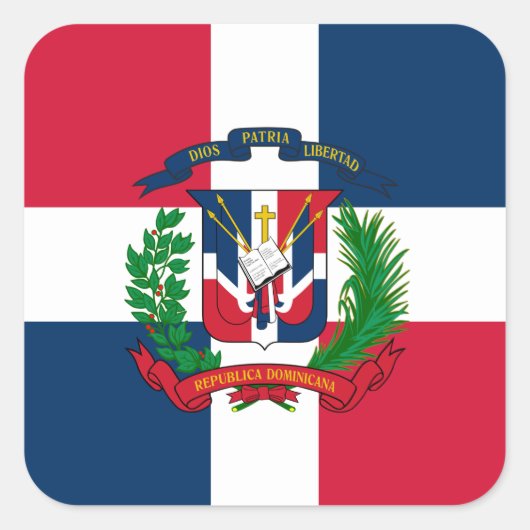 De vlag van de Dominicaanse Republiek Vierkante Sticker (Voorkant)