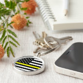 De vlag van de dunne goudlijn sleutelhanger (Zijkant)