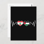 De vlag van de Palestijnse Eenheid in Libanon. Briefkaart (Voorkant / Achterkant)