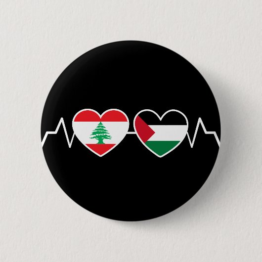 De vlag van de Palestijnse Eenheid in Libanon. Ronde Button 5,7 Cm (Voorkant)