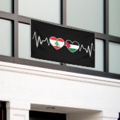 De vlag van de Palestijnse Eenheid in Libanon. Spandoek (Buitenkant Gebouw)