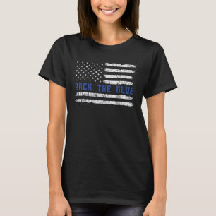 De vlag van de politie terug naar de blauwe Ameri T-shirt