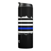 De vlag van de politie verscheurt uit kijkt douane thermosbeker (Geroteerd rechts)