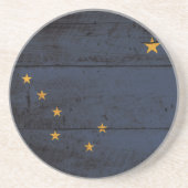 De vlag van de staat Alaska over de oude houten ko Zandsteen Onderzetter (Voorkant)