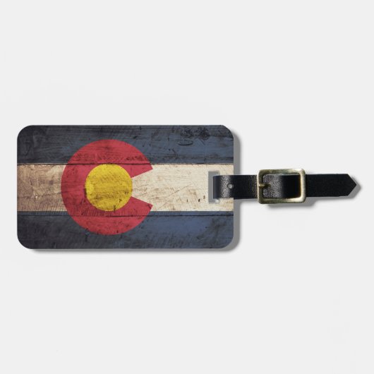 De vlag van de staat Colorado op de oude houten ko Bagagelabel (Voorkant horizontaal)