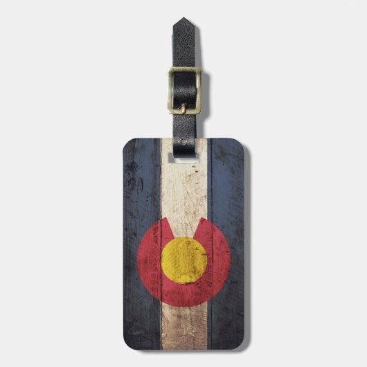 De vlag van de staat Colorado op de oude houten ko Bagagelabel (Voorkant verticaal)