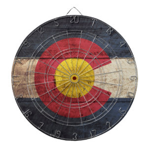 De vlag van de staat Colorado op de oude houten ko Dartbord