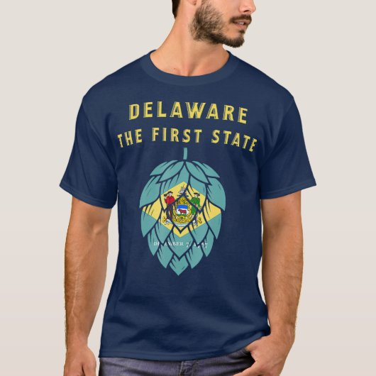 De vlag van de staat Delaware is het eerste bier v T-shirt (Voorkant)