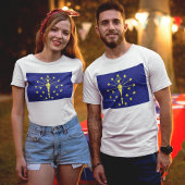 De vlag van de staat Indiana van blauw en goud T-shirt