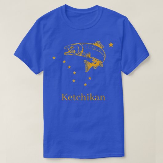 De vlag van de staat Ketchikan Salmon Alaska Vist T-shirt (Design voorkant)