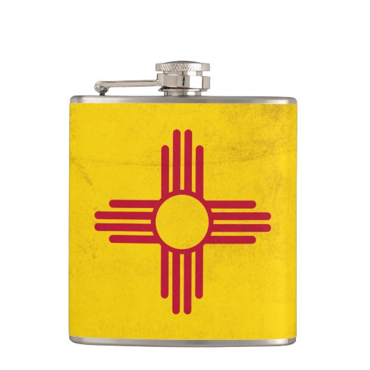 De vlag van de staat New Mexico - Zia Sun Heupfles (Voorkant)