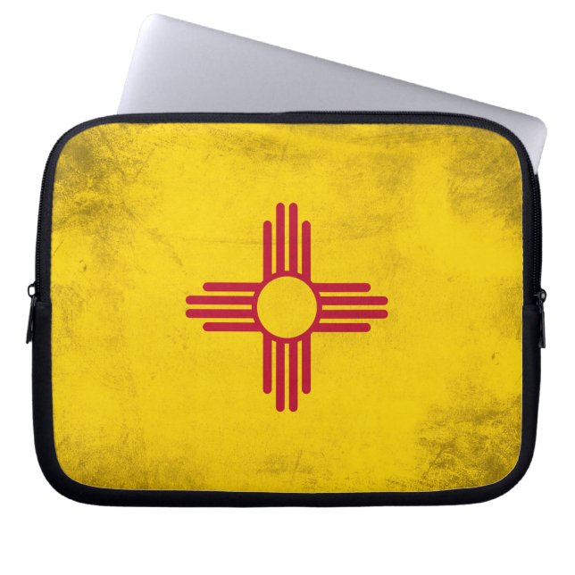 De vlag van de staat New Mexico - Zia Sun Laptop Sleeve (Voorkant)