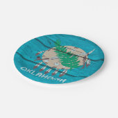 De vlag van de staat Oklahoma op oud hout Papieren Bordje (Gekanteld)