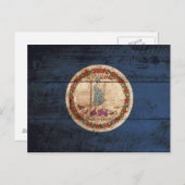 De Vlag van de Staat van Virginia op Oude Houten Briefkaart (Voorkant / Achterkant)