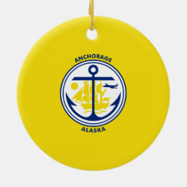 De vlag van de stad Anchorage (Alaska) Keramisch Ornament