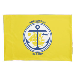 De vlag van de stad Anchorage (Alaska) Kussensloop