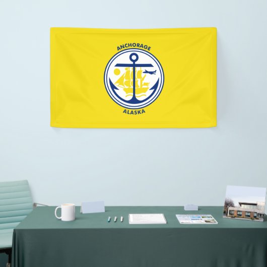 De vlag van de stad Anchorage (Alaska) Spandoek (Beurs)