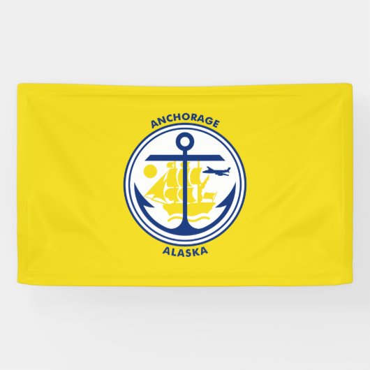 De vlag van de stad Anchorage (Alaska) Spandoek (Horizontaal)