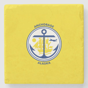 De vlag van de stad Anchorage (Alaska) Stenen Onderzetter