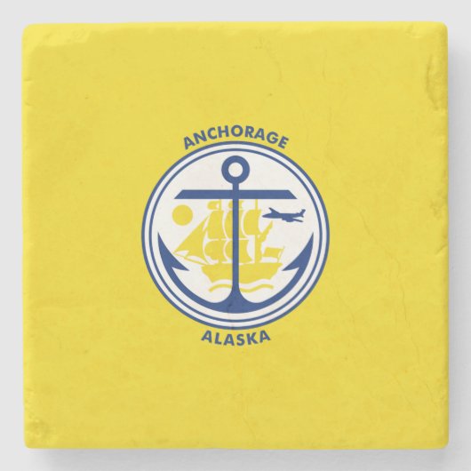 De vlag van de stad Anchorage (Alaska) Stenen Onderzetter (Voorkant)