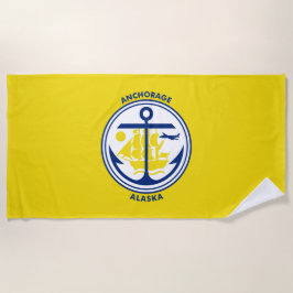 De vlag van de stad Anchorage (Alaska) Strandlaken