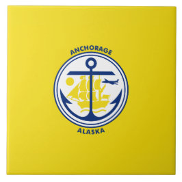 De vlag van de stad Anchorage (Alaska) Tegeltje