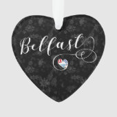 De vlag van de stad Belfast in het hart Ornament (voorkant)
