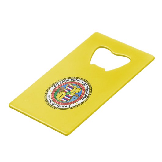De vlag van de stad Honolulu, Bottl met de Hawaii- Creditkaart Flessenopener (Voorkant Gekanteld)