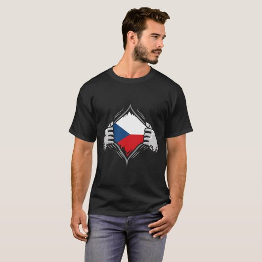 De vlag van de Tsjechische Republiek wordt met twe T-shirt (Voorkant volledig)