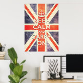 De vlag van de Union Jack houdt kalm en gaat door Poster (Thuiskantoor)