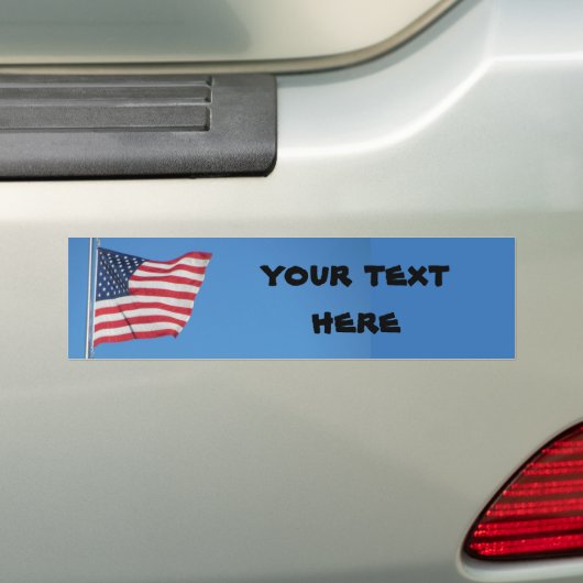 De Vlag van de V.S. met jouw tekst Bumpersticker (Op auto)
