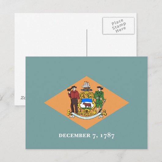 De vlag van Delaware Briefkaart (Voorkant / Achterkant)