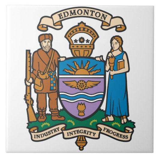 De vlag van Edmonton (Alberta, Canada) Tegeltje (Voorkant)
