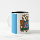 De vlag van Edmonton (Alberta, Canada) Tweekleurige Koffiemok (Voorkant links)