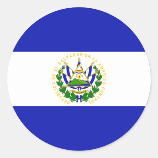 De vlag van El Salvador. Ronde Sticker (Voorkant)