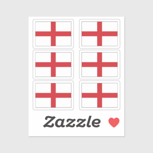 De vlag van Engeland Collectie pack van 6 Sticker (Vel)