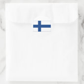 De vlag van Finland Blauw Noords Kruis op witte St Ronde Sticker (Tas)