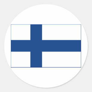 De vlag van Finland Blauw Noords Kruis op witte St Ronde Sticker