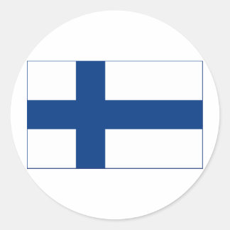 De vlag van Finland Blauw Noords Kruis op witte St Ronde Sticker